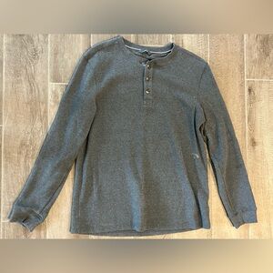 Classic Long Sleeve Henley in Charcoal Gray